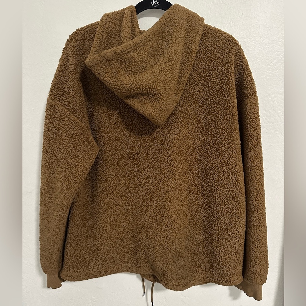 Original Use Brown Sherpa Faux Fur Hoodie Pullover – Men’s Medium - Picture 3 of 9